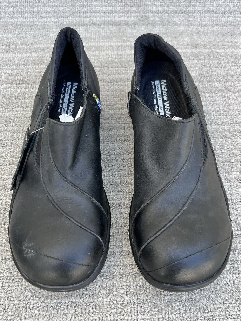 Mellow Walk Women's Daisy Steel Toe Slip Resistant Leather Slip-on 6 Wide